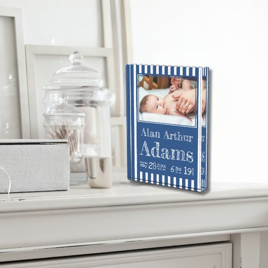 Bébé Statistiques de naissance Bloc photo | Bleu