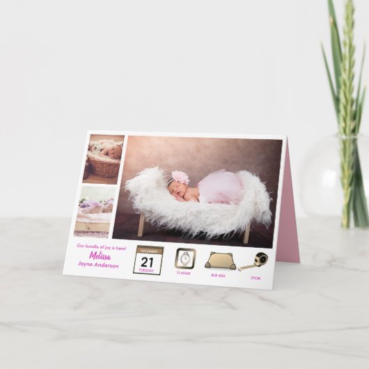 Bébé STATS FILLES FAIRE-PART DE NAISSANCE PHOTO CO (Devant)