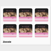 Bébé Stickers Fille avec votre photo bébé (Feuille)