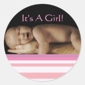 Bébé Stickers Fille avec votre photo bébé (Devant)