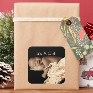 Bébé Stickers Fille avec votre photo bébé