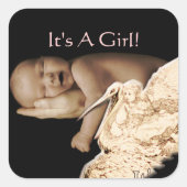 Bébé Stickers Fille avec votre photo bébé (Devant)