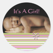 Bébé Stickers Fille avec votre photo bébé (Devant)