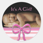 Bébé Stickers Fille avec votre photo bébé (Devant)