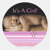 Bébé Stickers Fille avec votre photo bébé (Devant)