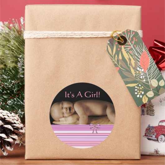 Bébé Stickers Fille avec votre photo bébé (vacances)