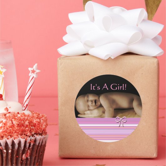 Bébé Stickers Fille avec votre photo bébé (Fête)