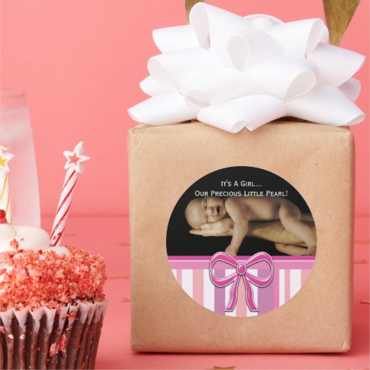 Bébé Stickers Fille avec votre photo bébé (Fête)