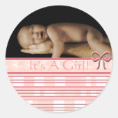 Bébé Stickers Fille avec votre photo bébé (Devant)