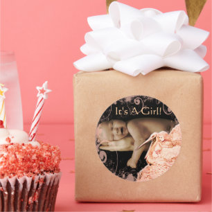 Bébé Stickers Fille avec votre photo bébé