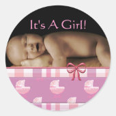 Bébé Stickers Fille avec votre photo bébé (Devant)