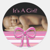 Bébé Stickers Fille avec votre photo bébé (Devant)