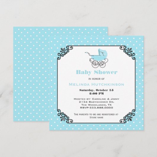 Bébé Stylish Boy Polka Dot Baby shower Invitation (Devant / Derrière)