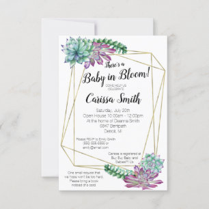 Bébé Succulent en fleur baby shower invitation