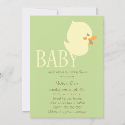 Bébé sucré aux Invitations de Baby shower vert (Devant)