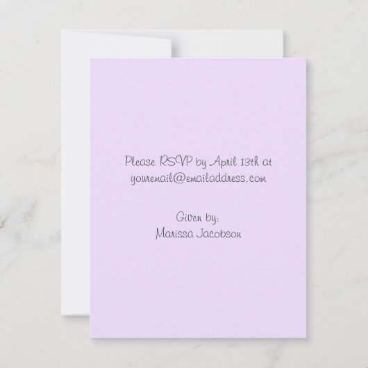 Bébé sucré Hippo Purple Invitation à la douche pou (Dos)