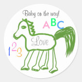 Bébé sur le chemin Cheval Vert ABC 123 Stickers (Devant)