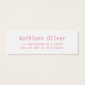 Bébé sur le chemin Dotted Pink Carte d'enregistrem (Dos)