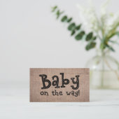 Bébé sur le chemin ! Rustic Burlap Carte de Regist (Debout devant)