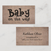 Bébé sur le chemin ! Rustic Burlap Carte de Regist (Devant / Derrière)