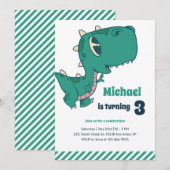 Bébé T-Rex Dinosaur Invitation Anniversaire de enf (Devant / Derrière)