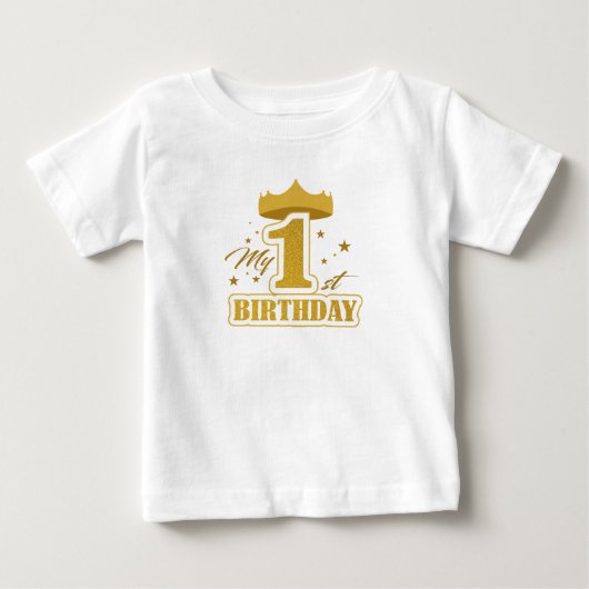 Bébé t-shirt à lettre dorée pour le premier anniversair (Devant)