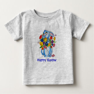Bébé T-shirt bleu de Pâques de lapin pour les