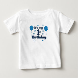 Bébé T-Shirt "Bleu Garçon" pour 1er Anniversaire avec B