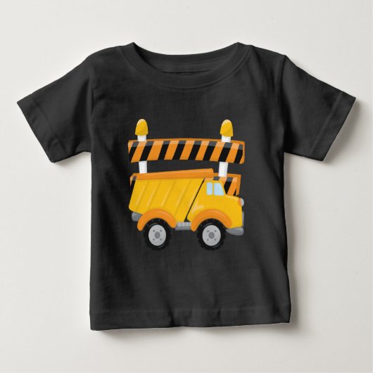 Bébé T-shirt de construction d'un camion à benne pour b (Devant)