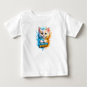 Bébé T-shirt graphique Color Burst Cat – Tout doux pour
