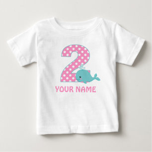 Bébé T-shirt personnalisé pour fille de baleines du 2e