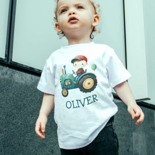 Bébé T-shirt personnalisé tracteur vert mignon pour gar