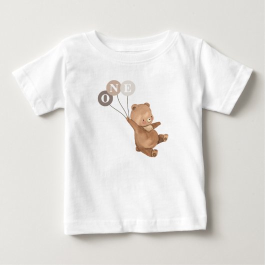 Bébé T-Shirt pour 1er Anniversaire avec un Ours et 3 Ba (Devant)