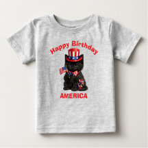 T-shirt pour enfant patriotique avec chaton noir (