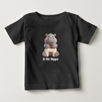 Bébé T-shirt pour enfants avec lettre H et hippopotame