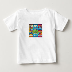 Bébé T-shirt pour enfants "Manger. Jouer. Dormir. Répét