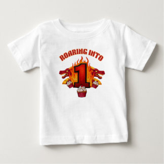 Bébé T-shirt pour le 1er anniversaire de dragon rugissa