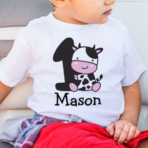 Bébé T-Shirt pour le 1er anniversaire de garçon vache n