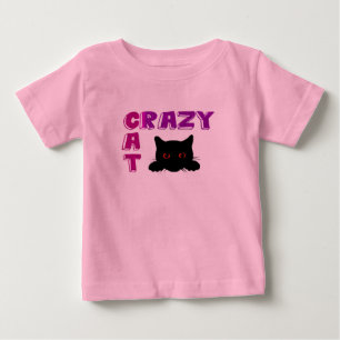 Bébé T-shirt rose "Crazy Cat" pour enfants.
