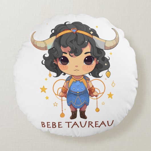 Bébé Taureau Rond Kussen (Voorkant)