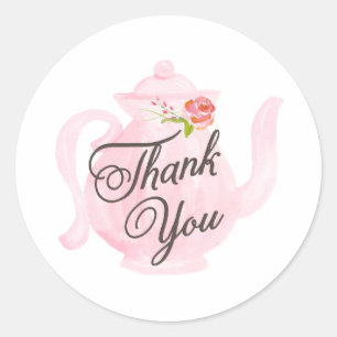 Bébé Tea Party Merci rose Favor Sticker