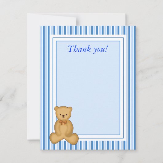BÉBÉ TEDDY BEAR BLUE Stripe Merci plat (Devant)