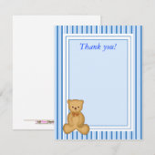 BÉBÉ TEDDY BEAR BLUE Stripe Merci plat (Devant / Derrière)