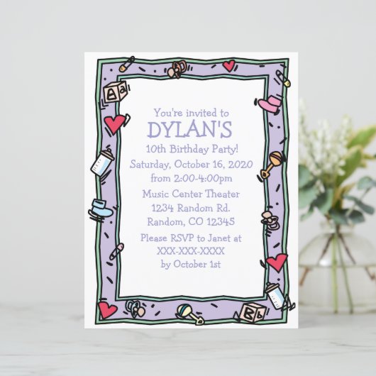 Bébé thème fête anniversaire invitations flyer (Debout devant)