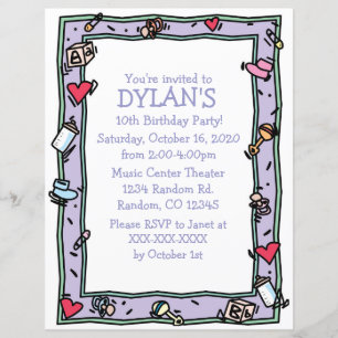 Bébé thème fête anniversaire invitations flyer