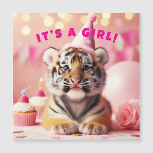 Bébé Tiger mignonne Bébé Révéler Girl Magnet Card