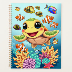 Bébé Tortue de Mer Heureux et Mignon Personnage