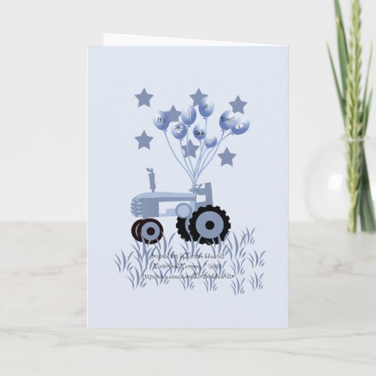 Bébé Tracteur bleu avec carte à ballons (Dos)