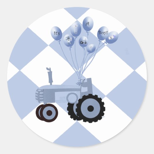 Bébé Tracteur bleu avec Stickers Ballons (Devant)