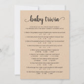 Bébé Trivia Jeu avec Réponses Carte Baby shower (Devant)